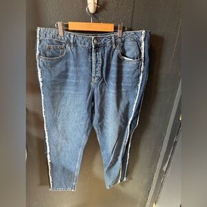 Women’s Topshop Moto Hayden Dark Wash Boyfriend Jeans with Frayed Edges